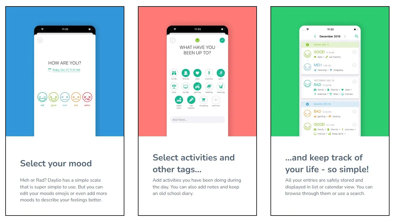Daylio.net landing page explanation